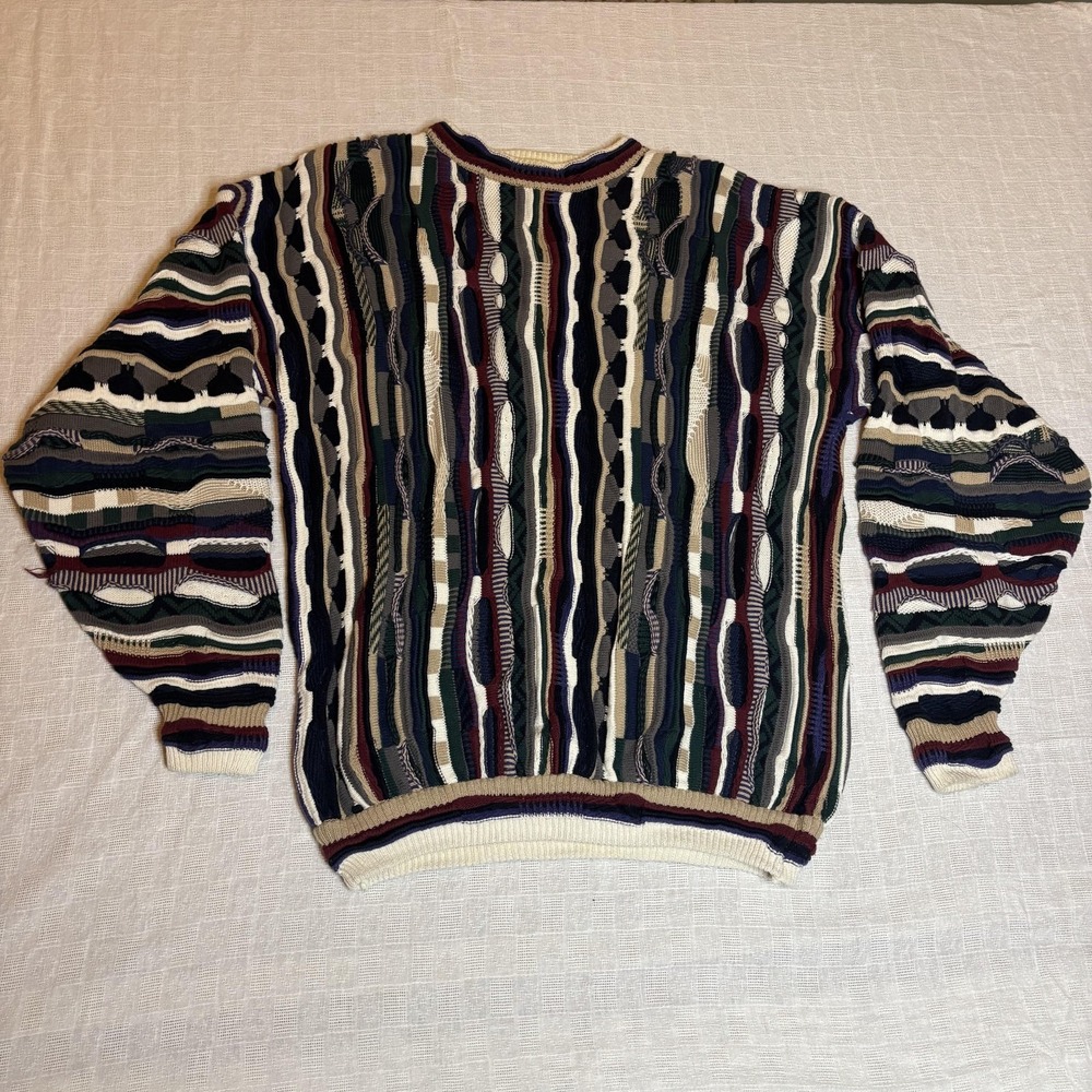 Vintage Cotton Traders Sweater Mens Medium 3D Textured Knit Cotton Pullover 90s